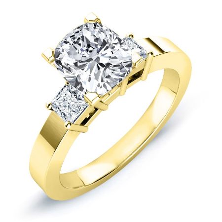 Bellflower Moissanite Matching Band Only (engagement Ring Not Included) For Ring With Cushion Center yellowgold