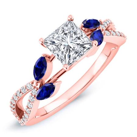 Alba Moissanite Matching Band Only (engagement Ring Not Included) For Ring With Princess Center rosegold