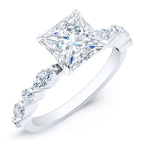 Redbud Diamond Matching Band Only (engagement Ring Not Included) For Ring With Princess Center whitegold