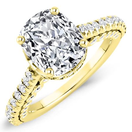 Garland Moissanite Matching Band Only (engagement Ring Not Included) For Ring With Cushion Center yellowgold