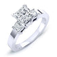 Bellflower Diamond Matching Band Only (engagement Ring Not Included) For Ring With Princess Center whitegold