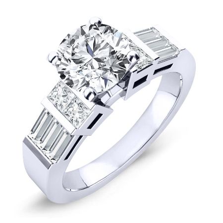 Bluebell Moissanite Matching Band Only (engagement Ring Not Included) For Ring With Round Center whitegold