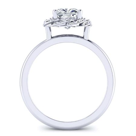 Almond Cushion Moissanite Engagement Ring whitegold