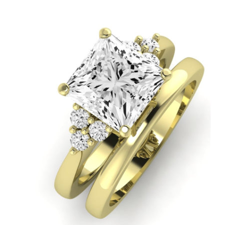 Alyssa Moissanite Matching Band Only (does Not Include Engagement Ring) For Ring With Princess Center yellowgold