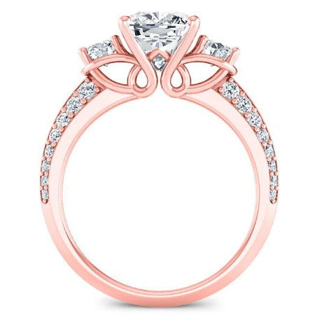 Thistle Cushion Moissanite Engagement Ring rosegold