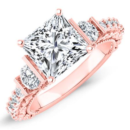 Belle Moissanite Matching Band Only (engagement Ring Not Included) For Ring With Princess Center rosegold