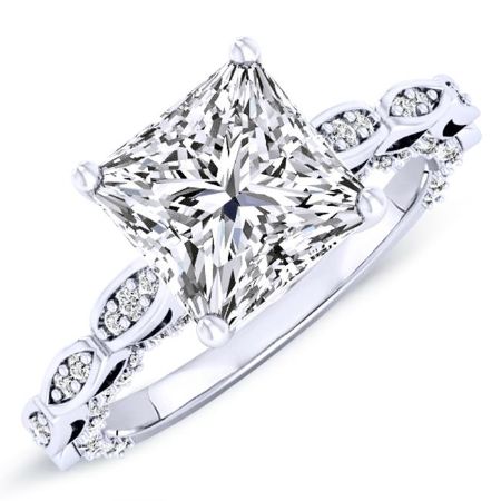 Peregrine Moissanite Matching Band Only (engagement Ring Not Included) For Ring With Princess Center whitegold