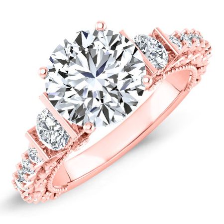 Belle Moissanite Matching Band Only (engagement Ring Not Included) For Ring With Round Center rosegold
