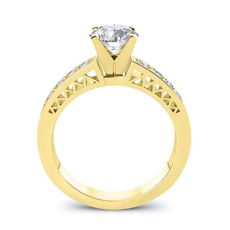 Lotus Round Diamond Engagement Ring (Lab Grown Igi Cert) yellowgold