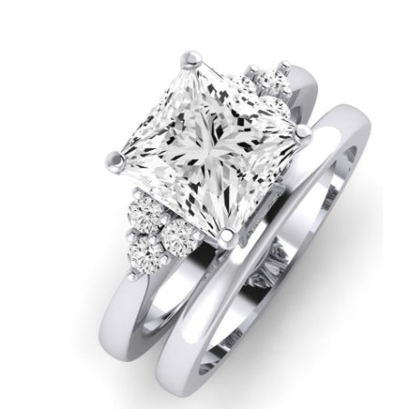 Alyssa Moissanite Matching Band Only (does Not Include Engagement Ring) For Ring With Princess Center whitegold