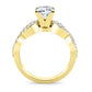 Camellia Cushion Moissanite Engagement Ring yellowgold