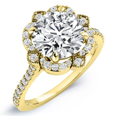 Rockrose Diamond Matching Band Only (engagement Ring Not Included) For Ring With Round Center yellowgold