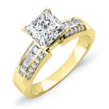 Crocus Moissanite Matching Band Only (engagement Ring Not Included) For Ring With Princess Center yellowgold