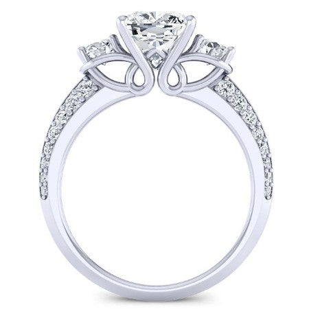 Thistle Cushion Moissanite Engagement Ring whitegold