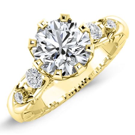 Oleana Diamond Matching Band Only (engagement Ring Not Included) For Ring With Round Center yellowgold