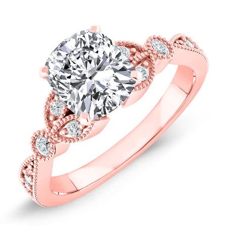 Laurel Moissanite Matching Band Only (engagement Ring Not Included) For Ring With Cushion Center rosegold