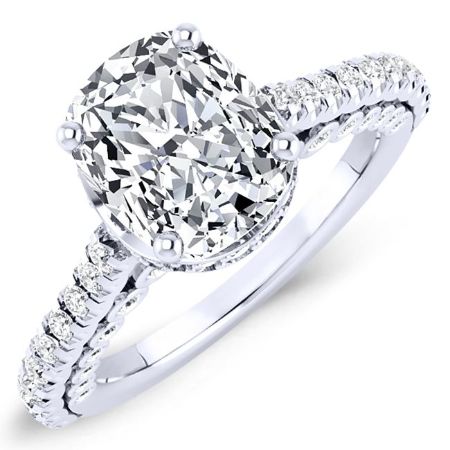 Garland Moissanite Matching Band Only (engagement Ring Not Included) For Ring With Cushion Center whitegold