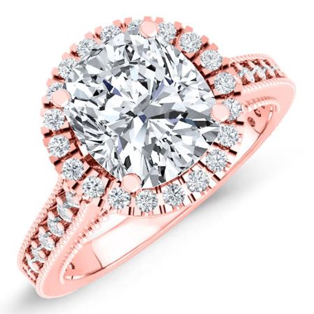 Mawar Moissanite Matching Band Only (engagement Ring Not Included) For Ring With Cushion Center rosegold