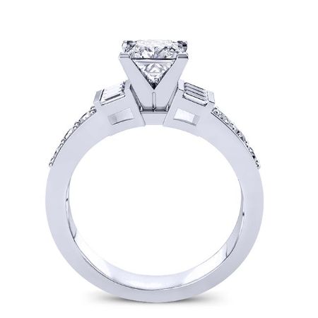 Daisy Princess Moissanite Engagement Ring whitegold