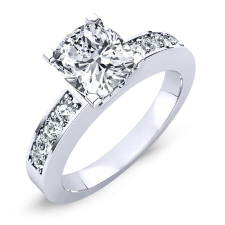 Eliza Moissanite Matching Band Only (engagement Ring Not Included) For Ring With Cushion Center whitegold