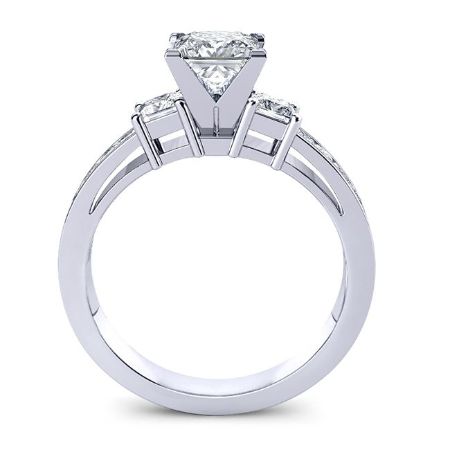 Hazel Cushion Moissanite Engagement Ring whitegold