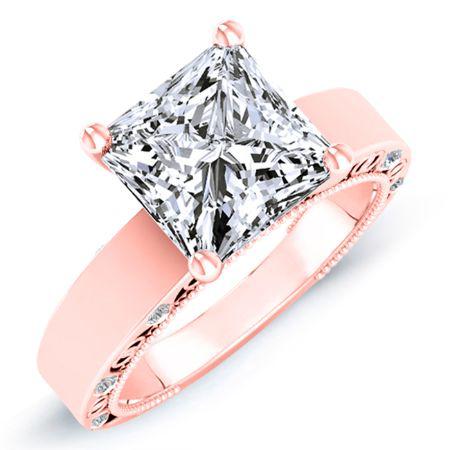 Acacia Moissanite Matching Band Only (engagement Ring Not Included) For Ring With Princess Center rosegold