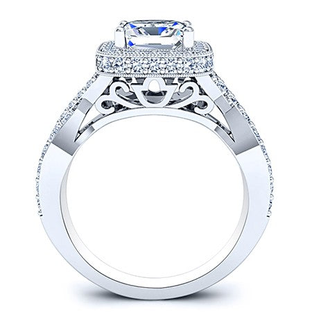 Clover Princess Moissanite Engagement Ring whitegold