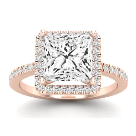 Bergenia Moissanite Matching Band Only (does Not Include Engagement Ring ) For Ring With Princess Center rosegold