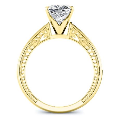 Peony Moissanite Matching Band Only (engagement Ring Not Included) For Ring With Cushion Center yellowgold