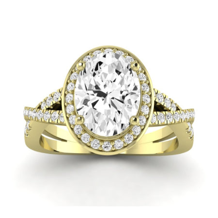 Moonflower Diamond Matching Band Only ( Engagement Ring Not Included) For Ring With Oval Center yellowgold