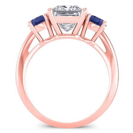 Fuschia Moissanite Matching Band Only (engagement Ring Not Included) For Ring With Princess Center rosegold