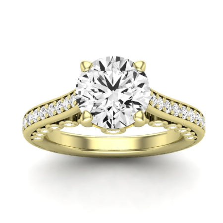 Nala Moissanite Matching Band Only (does Not Include Engagement Ring) For Ring With Round Center yellowgold