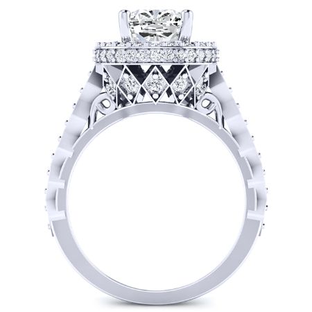 Rosanna Moissanite Matching Band Only (engagement Ring Not Included) For Ring With Cushion Center whitegold