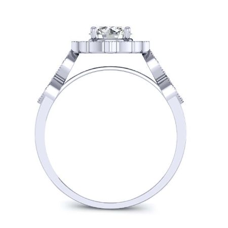 Petal Moissanite Matching Band Only (engagement Ring Not Included) For Ring With Round Center whitegold
