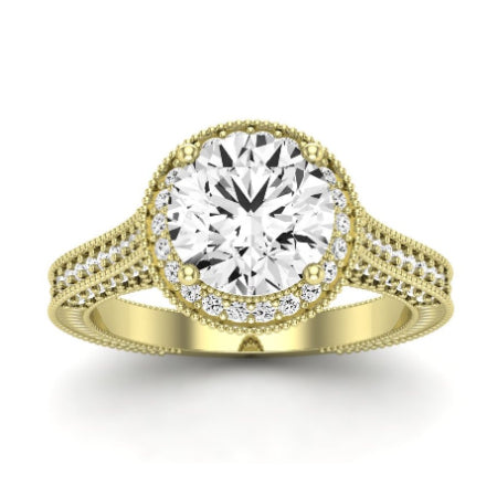 Wallflower Moissanite Matching Band Only (does Not Include Engagement Ring) For Ring With Round Center yellowgold