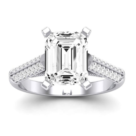 Iberis Moissanite Matching Band Only (does Not Include Engagement Ring) For Ring With Emerald Center whitegold