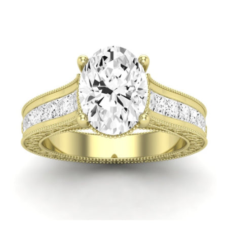 Edelweiss Moissanite Matching Band Only (does Not Include Engagement Ring) For Ring With Oval Center yellowgold