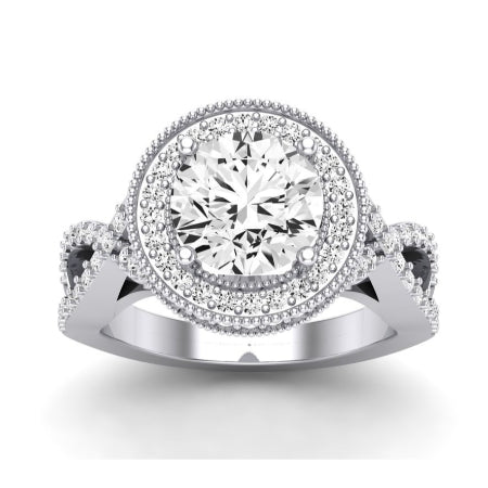 Clover Diamond Matching Band Only ( Engagement Ring Not Included)  For Ring With Round Center whitegold