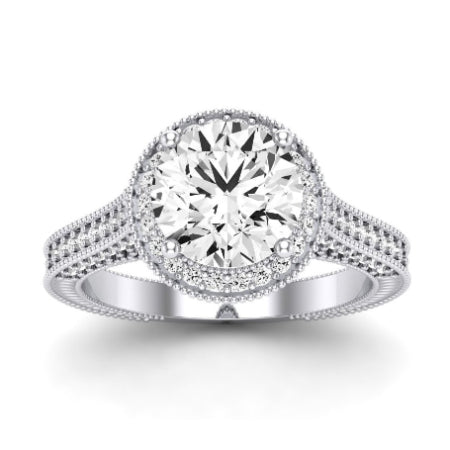 Wallflower Moissanite Matching Band Only (does Not Include Engagement Ring) For Ring With Round Center whitegold