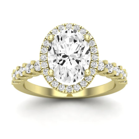 Sweet Pea Moissanite Matching Band Only ( Engagement Ring Not Included) For Ring With Oval Center yellowgold