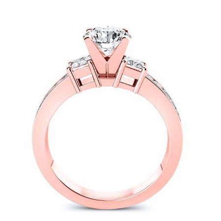 Yellow Bell Diamond Matching Band Only (engagement Ring Not Included) For Ring With Round Center rosegold