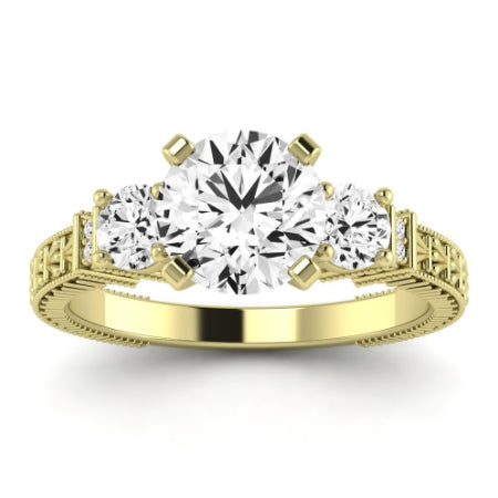 Angelonia Moissanite Matching Band Only (does Not Include Engagement Ring) For Ring With Round Center yellowgold