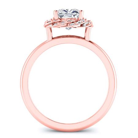 Almond Moissanite Matching Band Only (engagement Ring Not Included) For Ring With Cushion Center rosegold