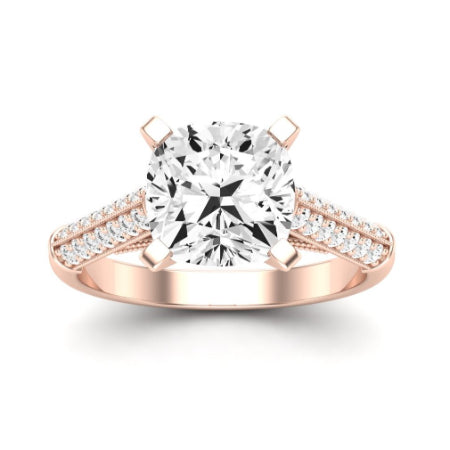 Iberis Moissanite Matching Band Only (does Not Include Engagement Ring) For Ring With Cushion Center rosegold