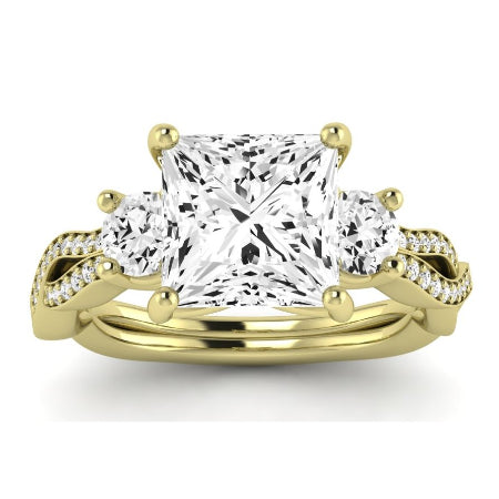 Bottlebrush Moissanite Matching Band Only (does Not Include Engagement Ring) For Ring With Princess Center yellowgold