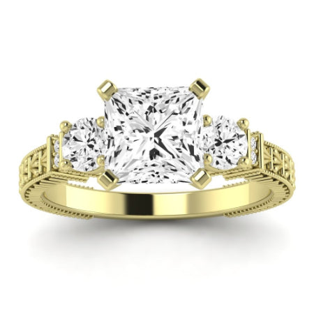 Angelonia Moissanite Matching Band Only (does Not Include Engagement Ring) For Ring With Princess Center yellowgold