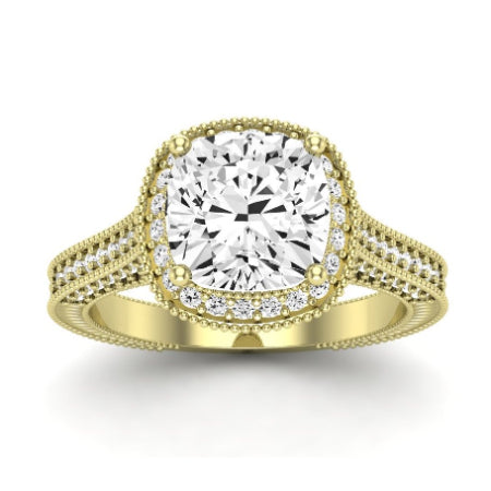 Wallflower Cushion Moissanite Bridal Set yellowgold