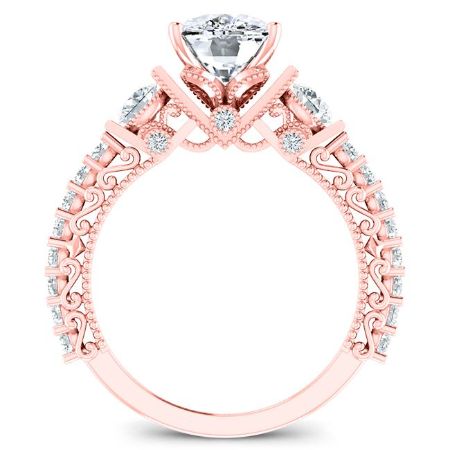 Belle Diamond Matching Band Only (engagement Ring Not Included) For Ring With Cushion Center rosegold