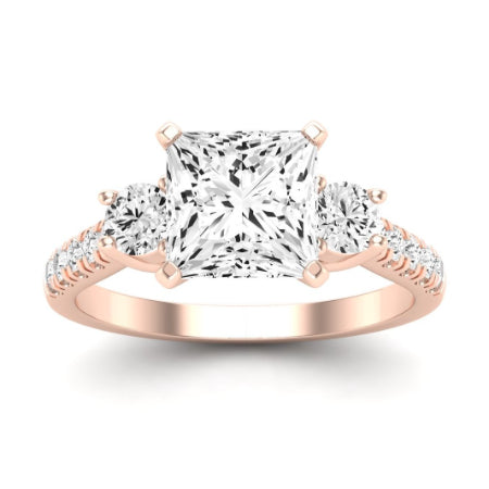 Primrose Moissanite Matching Band Only ( Engagement Ring Not Included) For Ring With Princess Center rosegold