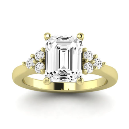 Alyssa Moissanite Matching Band Only (does Not Include Engagement Ring) For Ring With Emerald Center yellowgold